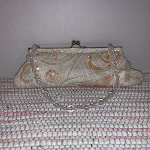 White Beaded Clutch